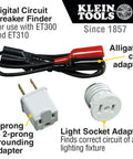 69411 Circuit Breaker Finder Accessory Kit With Leads And Adapters For ET300 And ET310, Light Socket Adapter, Alligator Clip