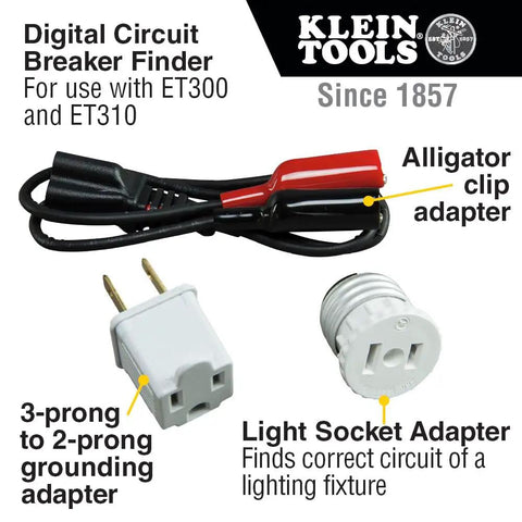 69411 Circuit Breaker Finder Accessory Kit With Leads And Adapters For ET300 And ET310, Light Socket Adapter, Alligator Clip