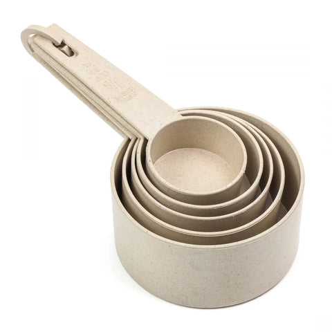 Stacked Wheat Straw Measuring Cups in Ten-Piece Set for Cooking and Baking, Eco-Friendly, Plant-Based, Non-Slip Grip, Assorted Sizes