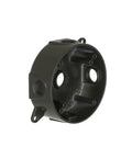 Bell 5-3/4 Inch Weatherproof Splice Box With 4 Inch Round Mount Die Cast Aluminum Construction Gray Powder Coat Finish Four Outlets Closure Plugs Hardware And Gasket Included Heavy Duty Outdoor Electrical Box, front view