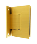 Heavy Duty Wall Mount Back Plate Shower Door Hinge In Satin Brass Finish For Frameless Glass Doors, 90 Degree Swing