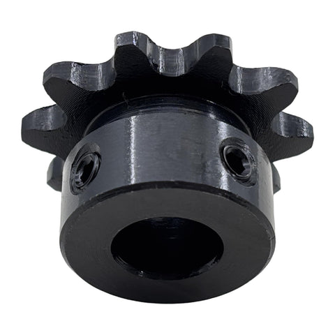 Beefy Roller Chain Sprocket Ten Tooth Type B 12Mm Bore Three Eighths Inch Pitch ANSI 35 Hardened 1045 Steel Drive Sprocket With Antirust Finish HRC 38 42 No Keyway Two Setscrews At Ninety Degrees For 35 Chain