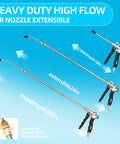Heavy Hitter Industrial Air Blow Gun With 40 Inch Stainless Steel Extension Wand shown in three lengths for versatile cleaning use.