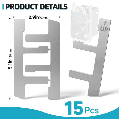 15 Piece Switch Box Strap And F Clip Set For Electrical Boxes, Easy Outlet Repair For Loose Outlets, Plaster Ear Mounts