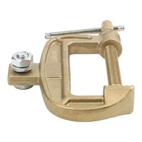 Top Tier 1000 Amp Brass Welding Earth Clamp With C Type Screw Design for Heavy Duty Shipyard Jobs And Steel Structure Projects That Won't Overheat Or Fail On Intense Work Days, close-up shot.