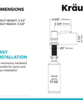 Diagram showing dimensions of Multi Purpose Kitchen Soap And Lotion Dispenser In Spot Free Stainless Steel With A 17 Oz Capacity