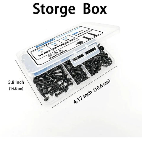 Black Self Tapping And Self Drilling Sheet Metal Screws Set For DIY Projects, 410 Stainless Steel 200 Pcs Assortment Kit