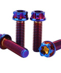 Beefy Titanium Flange Head Bolts Set M6x20mm T30 Torx Burnt Blue Finish Pack Of 4, Grade 5 6AL4V Titanium Alloy Screws