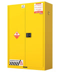 60 Gallon Safety Storage Cabinet With Spill Sump And Vent Ports For Flammable Chemicals Double Door Locking Cabinet in yellow steel