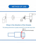 Diagram showing method to use PTFE Thread Seal Tape 4 Pack High Density Leakproof Plumbing Tape White For Pipes And Faucets DIY Friendly Waterproof
