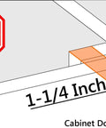 Diagram showing a 1-1/4 inch overlay measurement for Soft Closing One And A Quarter Inch Overlay Cabinet Hinges Ten Pack Concealed Face Frame Hinges
