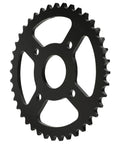 40T Beefy Mini Bike Sprocket With 40mm Bore for Coleman BT200X shown from side, 4-bolt mount, black metal