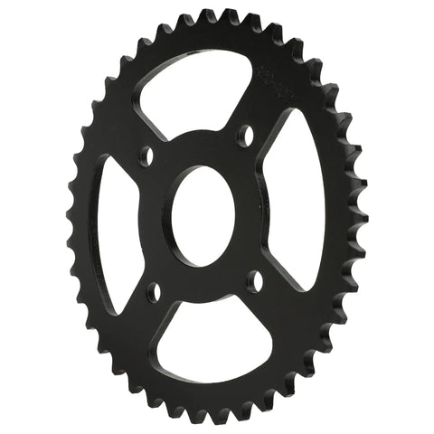 40T Beefy Mini Bike Sprocket With 40mm Bore for Coleman BT200X shown from side, 4-bolt mount, black metal