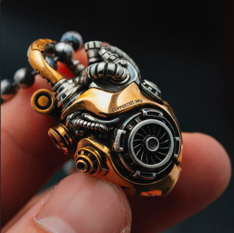 Beating Mechanical Heart Pendant Necklace Steampunk Style Jewelry With Gears And Vascular Details A Dope Fidget Gift For Men