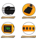 Dead Accurate Digital Leeb Pen Type Hardness Meter Featuring Hella Crisp OLED Screen And Smooth Auto 360 Degree Rotation, showing features like USB, screen, and buttons.