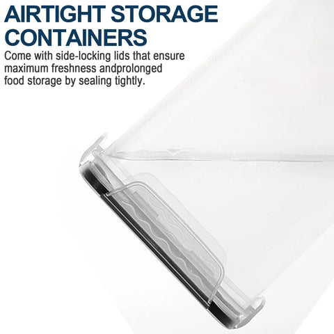 Close-up of Big Ol 7 Qt Tall Food Storage Canisters Set Wide And Deep Airtight Pantry Containers with side-locking lids.