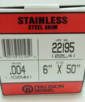 Stainless Shim Stock 6In By 50In By 0.004In 22L4 D612984 Heavy Duty Metalworking Shims For Precise Spacing And Alignment Box View