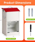 Product dimensions of Heavy Duty Automatic Dog Feeder For Large Dogs With 25lb Gravity Bowl Clear Window View.