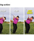 Swing action demonstration with golfer, showcasing the Golf Swing Trainer For Indoor And Outdoor Practice, Swing Plane Coach.