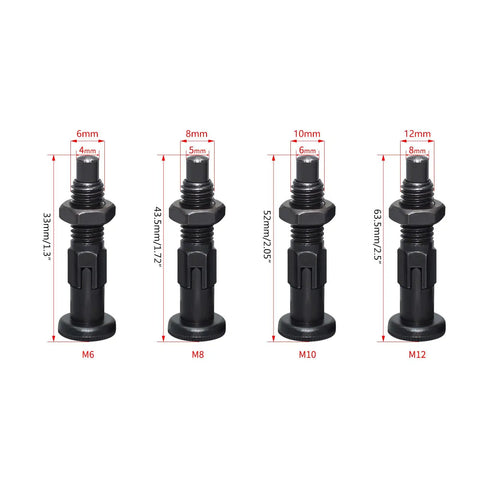 Self Locking Knob Plunger With Carbon Steel Fine Thread For Rock Solid Precision Indexing Pins And No Slip Grip Includes Positioning Bolt Pull Ring Spring Plunger Pack M12 Thread Built For Industrial Machining And DIY Fixtures, M12 size