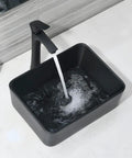 Matte Black Vessel Sink And Faucet Combo For Bathroom Above Counter Rectangular Ceramic Sink With Matte Black Faucet