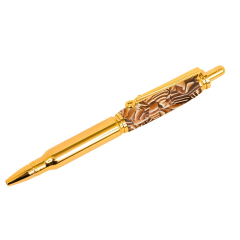 Top Shelf Milky Way Acrylic Pen Blank For Custom Lathe Turning Projects, gold trim pen featuring galactic design.