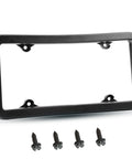 Premium Universal License Plate Frame With Integrated Bumper Guard And Thick Rubber Shield with screws, designed for standard 6x12 inch plates.