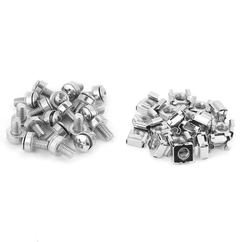 M5 X 16 Rack Screws And Cage Nuts Kit For Square Hole Server Racks And Electrical Enclosures, 20 Piece Plated Iron Fasteners Set
