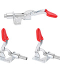 Pro Grade Heavy Duty Toggle Fixture Quick Release Tooling Clamp Set Three Piece For Woodworking Tables And Saw Boards Galvanized Iron Construction With M4x20 Indenter Screw And 190 Degree Vertical Manual Clamp
