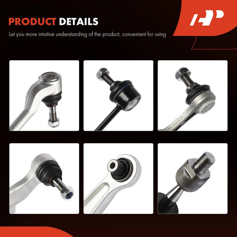 Detail shots of 18Pc Suspension Steering Kit For Bmw E39 525i 528i 530i control arms and bushings for smooth cruising.
