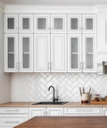 Modern kitchen with white cabinets featuring Brushed Nickel Cabinet Handles 25 Pack for Cabinets and Drawers 6-1/4 Inch Center to Center.