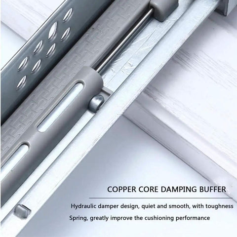 Close-up of Heavy Duty 350mm Soft Close Drawer Slides with Roller Bearings, showcasing steel hydraulic damper for quiet installations.