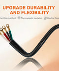 Heavy Duty Nema 14-50 Range Power Cord Stove Dryer Plug And Play 6 Awg 4 Wire Pigtail with thermoplastic insulation and ring terminals.