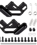 Heavy Duty Aluminum Rear Axle Suspension Mount Bracket For One Twelfth Tamiya Lunch Box CW01 RC Truck Bolt On Upgrade Parts Black CNC Drilled Hard Anodized Aluminum shown with screws and springs.