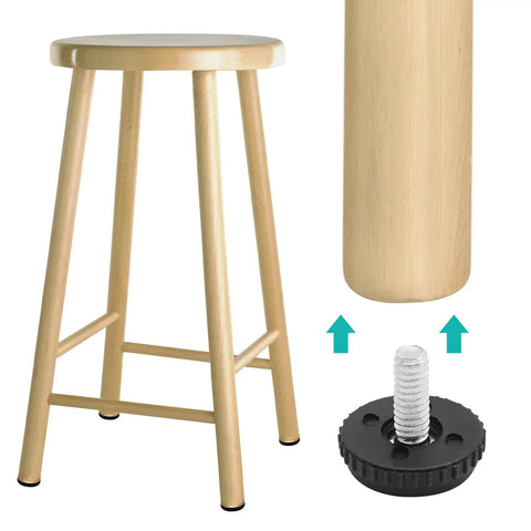 Stainless Steel Adjustable Furniture Feet One Quarter Twenty Thread Screwed In Levelers for chairs tables cabinets and desks