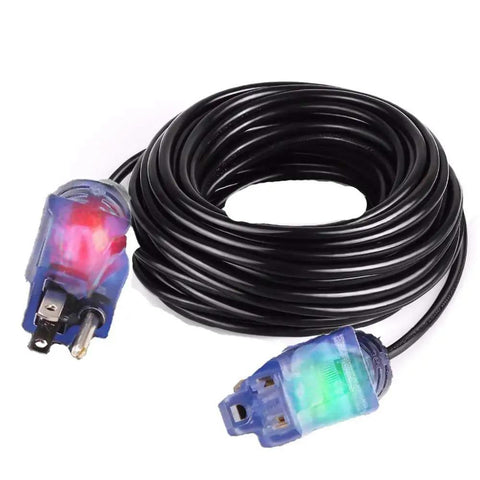 25 Foot 10 Gauge Extension Cord With Lighted Ends Contractor Grade Heavy Duty 15 Amp 125 Volt 1875 Watt Indoor Outdoor Use UL Listed Tangle Resistant Durable