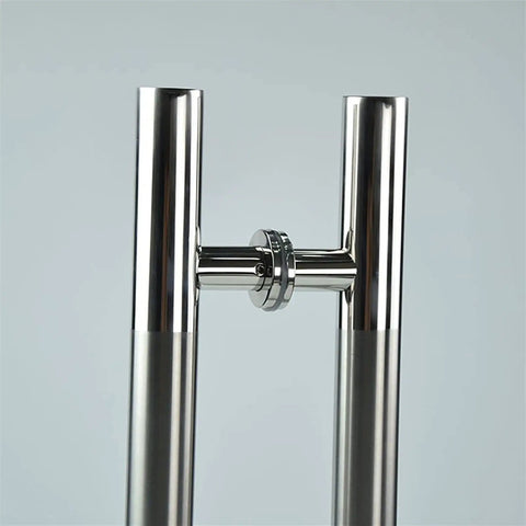 Built-To-Last Stainless Steel Door Handle Set For Glass And Wood Doors, Push Pull Handle With Glass-Protective Gaskets, Rust-Resistant