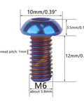 Kickass Titanium Finish M6 Stainless Steel Hex Bolts And Socket Screws For Motorcycle And Car Customs Hella Tough And Corrosion Resistant Burnt Blue Heads Pack Of Ten, showing dimensions and details.