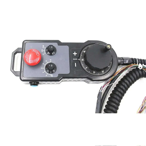 Electronic Handwheel For CNC Machines, 4 Axis CNC Hand Wheel Wireless Encoder 100 PPR showing front view with cables.