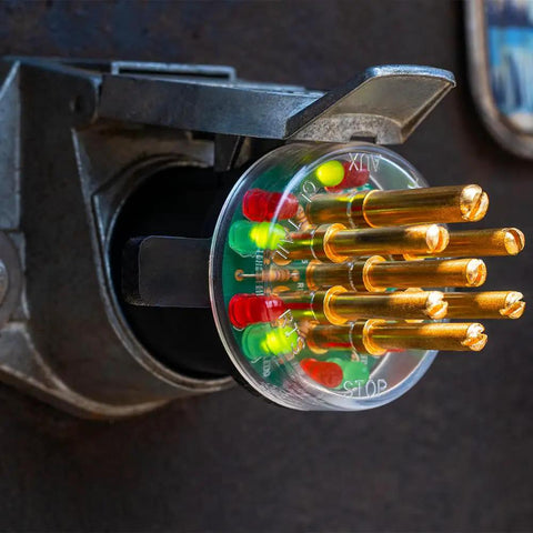 7 Way Round Pin Tractor Trailer Circuit Chaser On Road Testing Tool for turn signals, hazard lights, brake lights with jumper