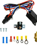 Street Ready 16 Inch Electric Radiator Cooling Fan With Smart Thermostat Wiring Switch And Relay Kit components including wires and connectors.