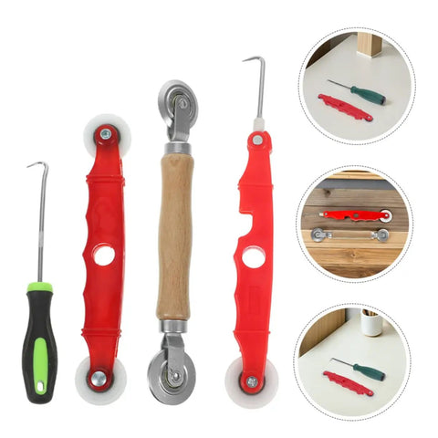 4 Piece Screen Rolling Tool Spline Roller With Bearing Wheel For Window And Door Repairs DIY Friendly Durable Design Pro Level Quick Screen Replacement And Versatile Applications shown with bearing wheel and handle.