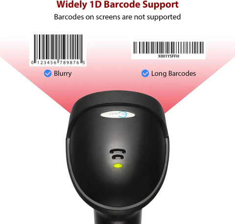 Wired Barcode Scanner With Adjustable Stand And Auto Sensor 1D USB Laser Scanner for reading long and blurry barcodes