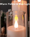 Set Of 5 Battery Operated Flameless LED Pillar Candles With Acrylic Shell, Remote Control And Timer, Realistic 3D Wick close-up