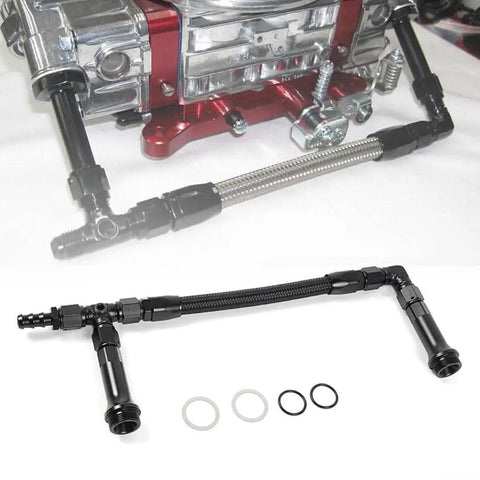 Upgrade Your Ride With This Rock Solid Holley AN6 Three Way Fuel Line Conversion Kit Designed For 4150 Carburetors To Ensure Smooth Flow And Serious Engine Efficiency No More Leaks Just Pure Performance. AN6 braided fuel line with 4150 carb fittings