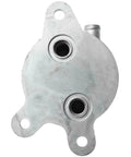 Premium Aluminum Transmission Oil Cooler With 8 Cooling Rows For Mazda 3 And CX-5 Models 2.0L Engines From 2012 To 2014 Keeps Your Ride Fresh And Running Smooth Like A Dream On Any Day. silver aluminum cooler with two ports and mounting holes