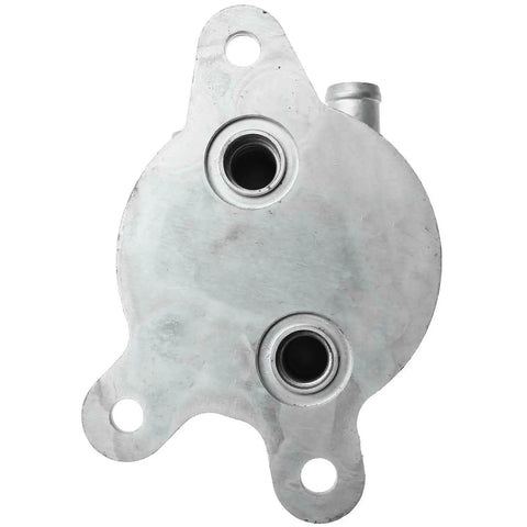 Premium Aluminum Transmission Oil Cooler With 8 Cooling Rows For Mazda 3 And CX-5 Models 2.0L Engines From 2012 To 2014 Keeps Your Ride Fresh And Running Smooth Like A Dream On Any Day. silver aluminum cooler with two ports and mounting holes