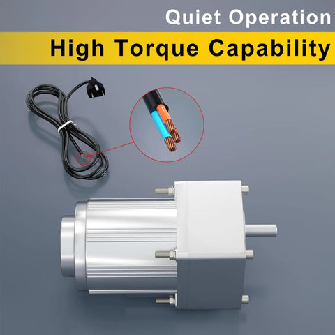 High Torque 110V AC Motor With Gearbox 1:180 Reduction Reversible Gear Motor Low Speed 7.5 RPM, wiring detail shown