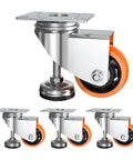 Buttery Smooth Rolling Leveling Casters 3 Inch Diameter 4 Pack 360 Degree Swivel Wheels with adjustable feet and heavy-duty steel base.