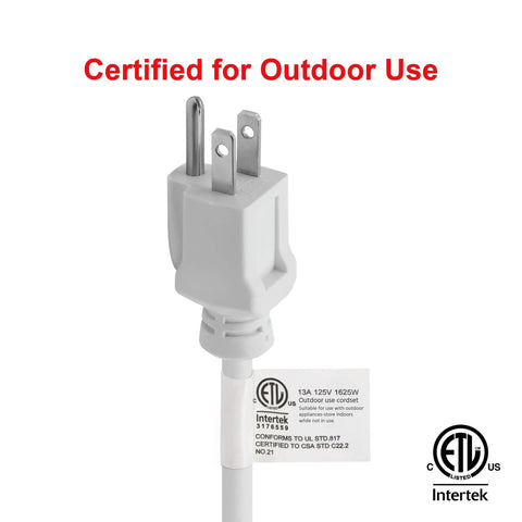12 Foot Indoor Outdoor Extension Cord With 16 3 SJTW Heavy Duty Water And Weather Resistant Grounded 3 Prong Plug Nickel Coated ETL Certified
